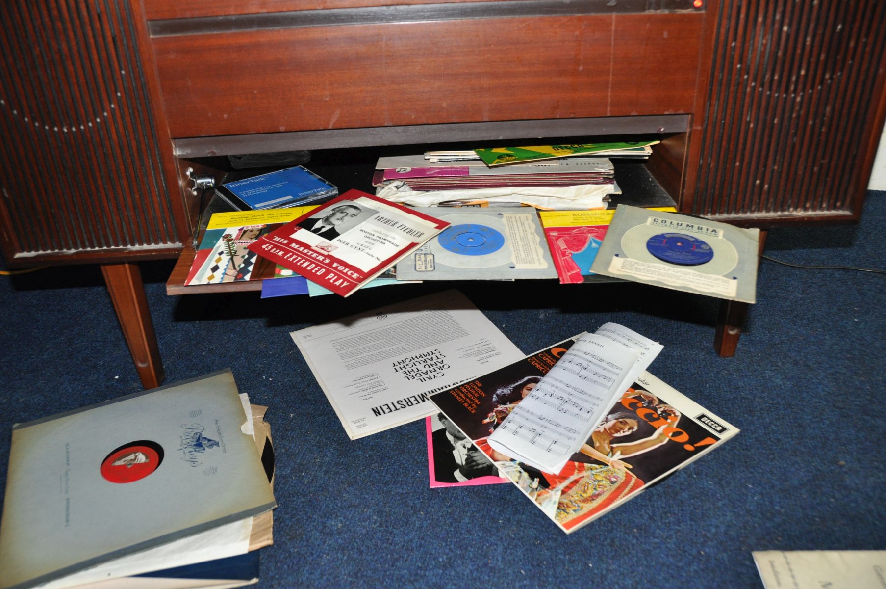 A BUSH SRG142 VINTAGE RADIOGRAM in a teak case fitted with a Garrard 2025 turntable (PAT fail due to - Image 3 of 3