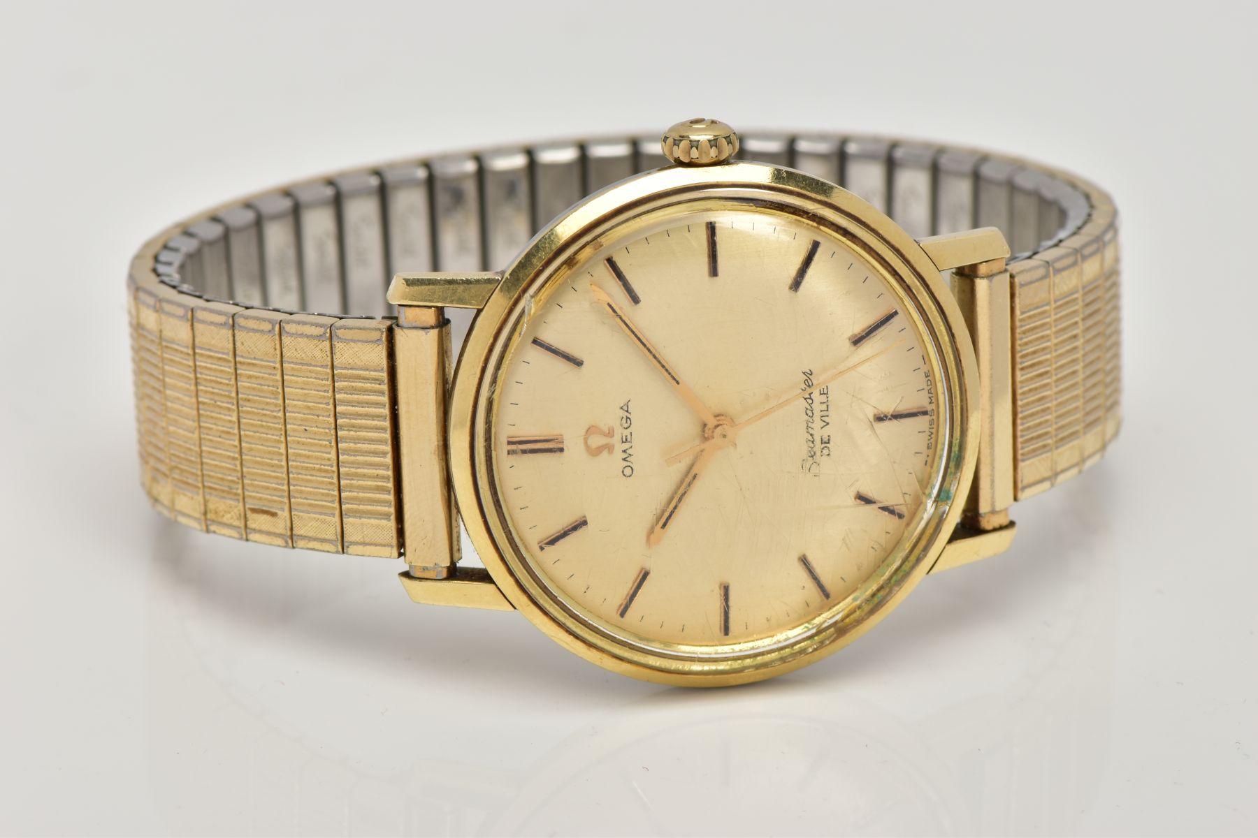 A GENTLEMENS 'OMEGA SEAMASTER DE VILLE' WRISTWATCH, hand wound movement, round gold dial signed ' - Image 3 of 5
