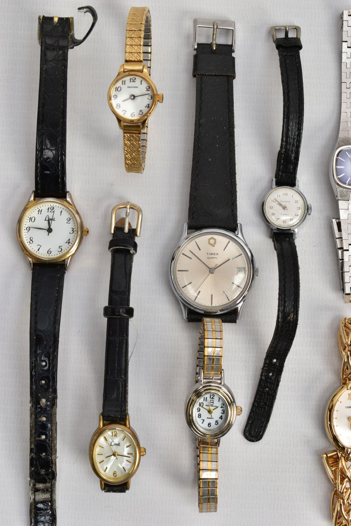 A BOX OF ASSORTED LADIES AND GENTLEMENS WRISTWATCHES, mostly quartz movements, with names to include - Image 4 of 4