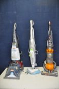 A DYSON DC25 UPRIGHT VACUUM CLEANER (brush bar not working), a Morphy Richards Steam Mop and a Vax