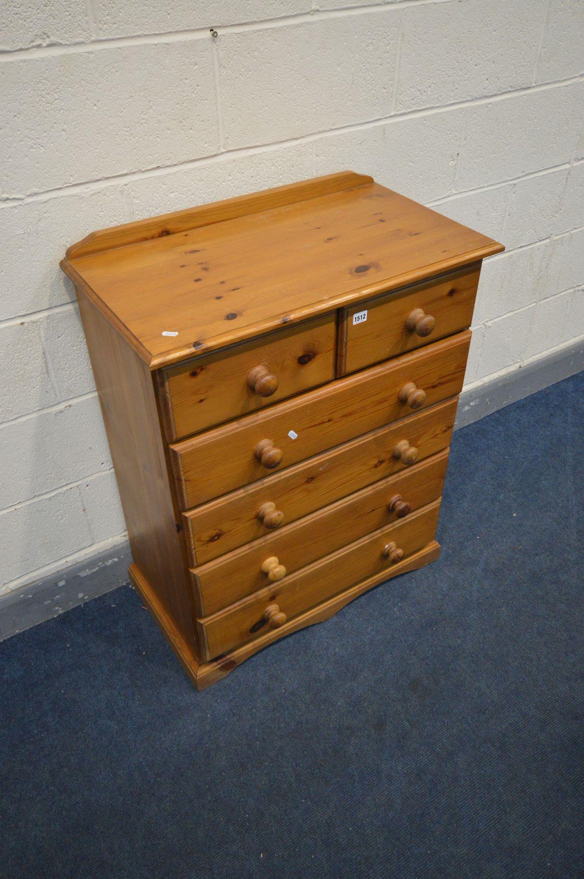 A PINE CHEST OF TWO SHORT OVER FOUR LONG DRAWERS, width 76cm x depth 42cm x height 96cm - Image 2 of 3