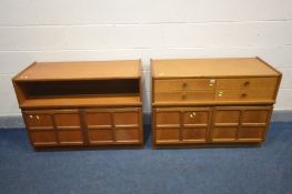 TWO NATHAN TEAK SIDEBOARDS/CABINETS, both width 103cm x depth 45cm x height 75cm