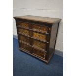 AN OAK 17TH CENTURY STYLE OAK CHEST OF FOUR LONG DRAWERS, incorporating some antique timbers,