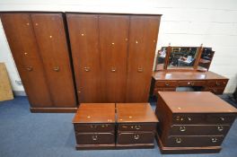 A G PLAN FORESTA MAHOGANY BEDROOM SUITE, comprising a dressing table with a triple mirror, chest