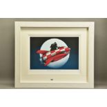 DOUG HYDE (BRITISH 1972) 'THE MOON AND BACK', a signed limited edition print of a dog in a rocket,