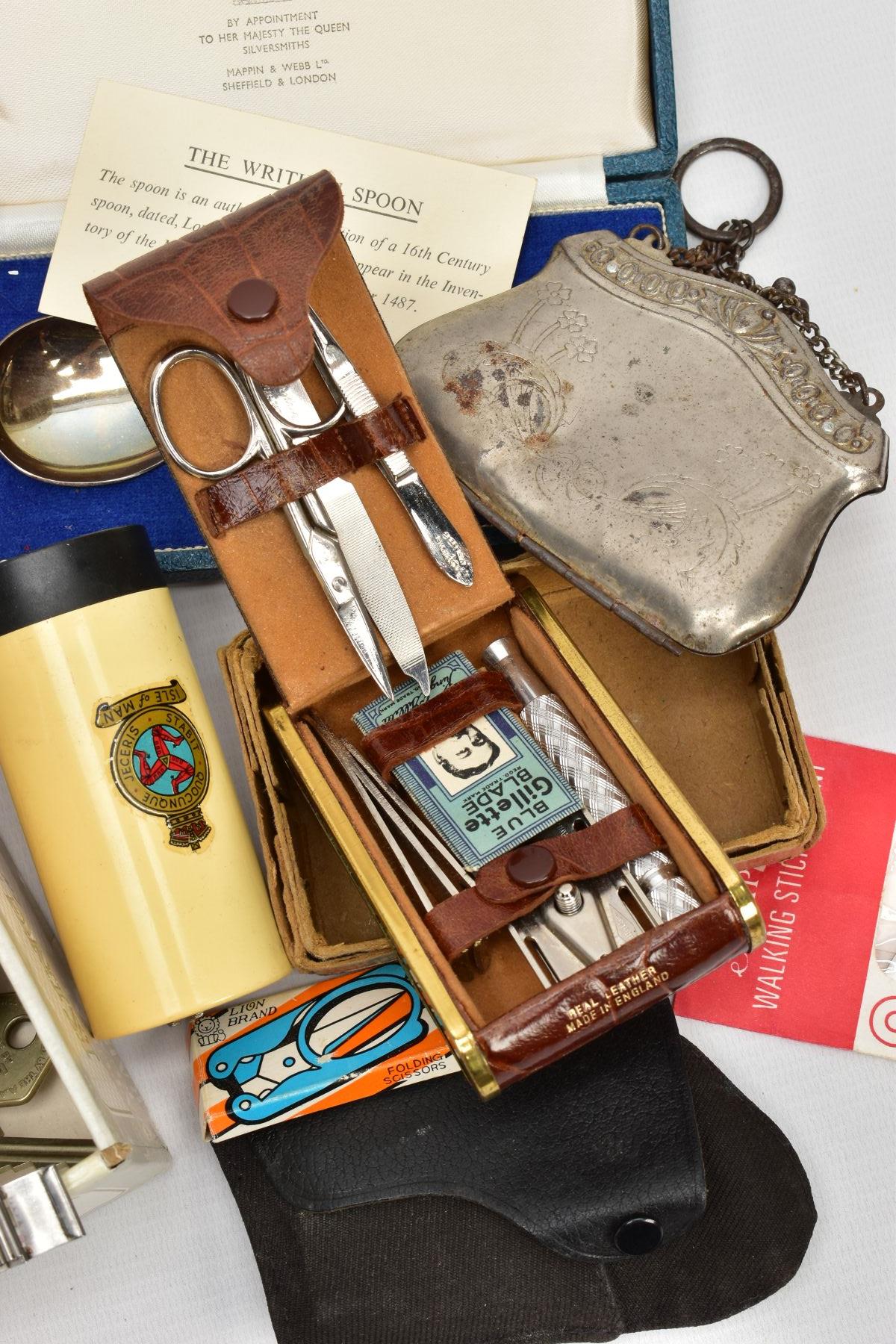 A SELECTION OF MISCELLANEOUS ITEMS, to include a silver Mappin & Webb spoon, an authentic - Image 4 of 7