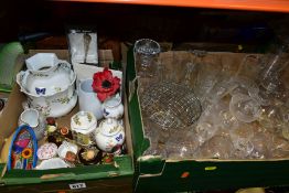FOUR BOXES AND LOOSE CERAMICS, GLASS, BOOKS, ORDNANCE SURVEY MAPS AND SUNDRY ITEMS, to include a