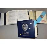 THREE VOLUMES OF WARNER/CHAPPELL MUSIC, (INC.) SONG CATALOG (SIC) COMPILED AND RESEARCHED BY ALAN