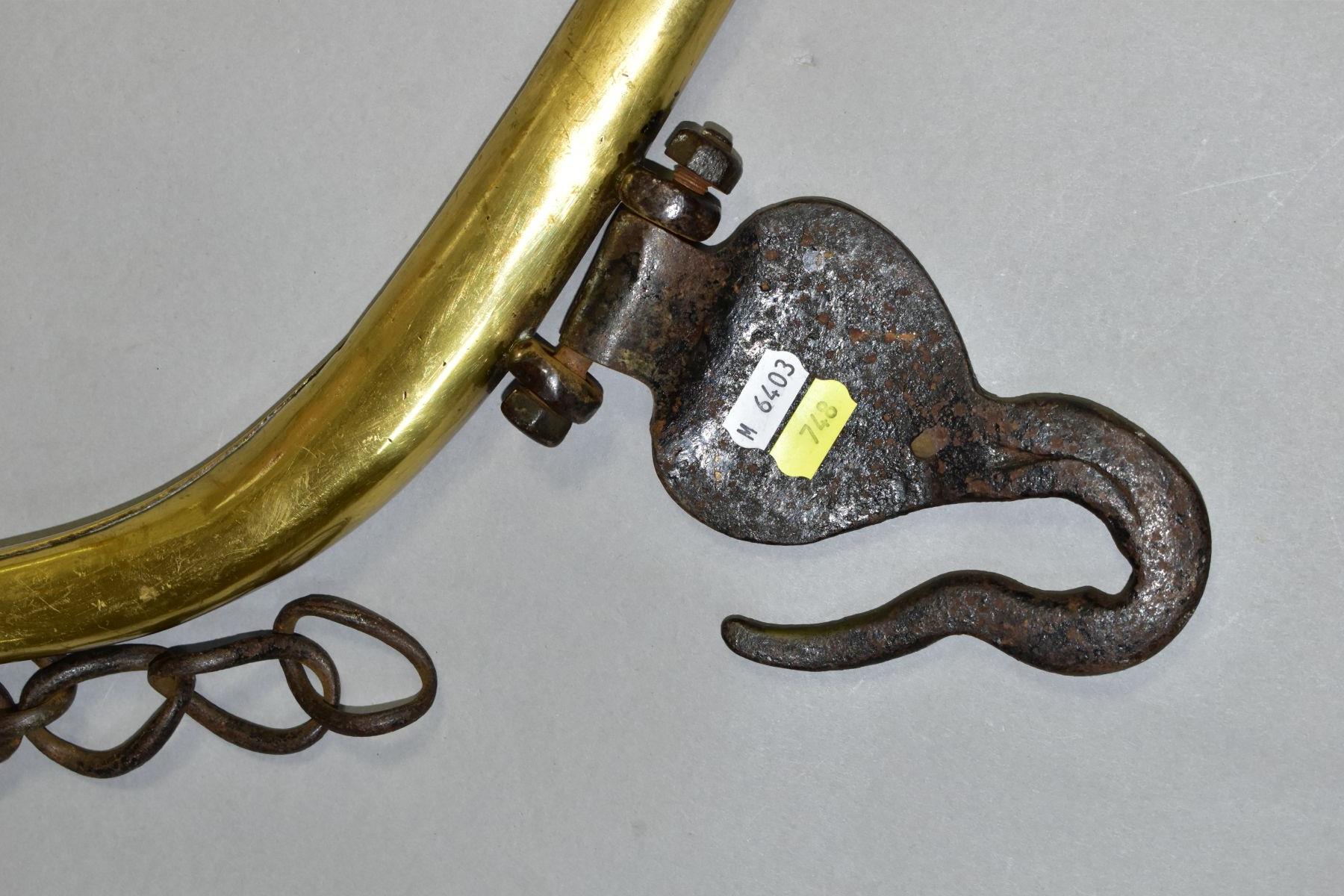 A PAIR OF HORSE HAMES, brass with wrought iron hooks, stamped marks 'No. 3 Warranted Double Cased - Image 3 of 6