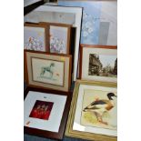 DECORATIVE PRINTS, ETC, to include a landscape box canvas, Linda Wood still life print, framed