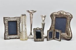 SELECTION OF SILVER ITEMS, to include three photo frames, all hallmarked 'Keyford Frames Ltd'