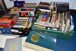 BOOKS AND MAGAZINES, approximately one hundred and fifty titles in five boxes containing a mixture