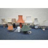 TEN VARIOUS CERAMIC TABLE LAMPS, of various styles, and sizes, all with shades