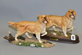 TWO ROYAL DOULTON RETRIEVER FIGURES, comprising DA112 on integral ceramic plinth with name plaque