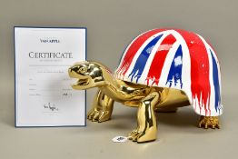 DIEDERIK VAN APPLE (DUTCH 1985) 'UNION JACK GOLDEN PEACE TURTLE', a limited edition sculpture 137/