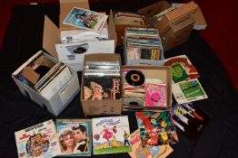 SEVEN TRAYS CONTAINING A LARGE QUANTITY OF LPs, SINGLES AND 78s artists include Alex Harvey, The