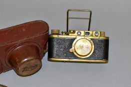 A LEICA 3A RANGEFINDER FILM CAMERA, (a probable Russian copy of...) in brass finish Serial