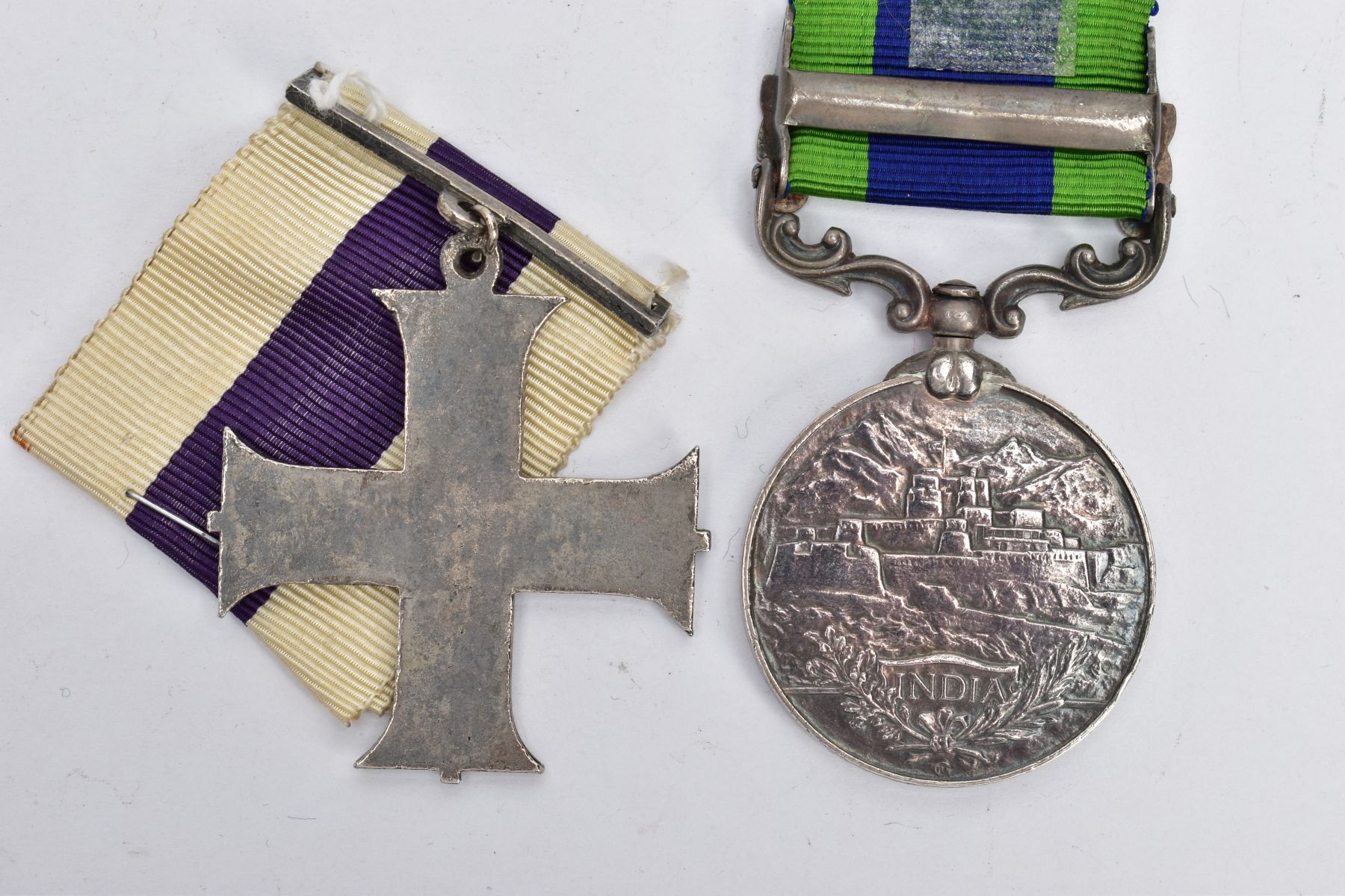 AN INDIA GENERAL SERVICE MEDAL 1909 AND A REPRODUCTION GEO V MILITARY CROSS, the GSM is named 2631 - Image 3 of 7