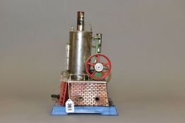 AN UNBOXED WILESCO VERTICAL SINGLE CYLINDER LIVE STEAM ENGINE, No.D455, not tested, playworn