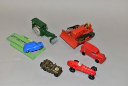 A QUANTITY OF BOXED AND UNBOXED ASSORTED PLAYWORN DIECAST AND PLASTIC VEHICLES, unboxed Dinky
