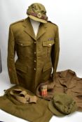 ITEMS OF WWII & POST ERA ITEMS AND UNIFORM to include, two ladies ATS Caps, dated 1941/1942, an