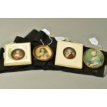 FOUR ASSORTED 20TH CENTURY PORTRAIT MINIATURES, comprising a celluloid framed oval print of a