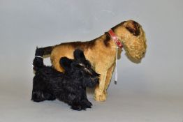 'MAX' A LARGE STEIFF FOX TERRIER, appears complete but has some fading, fur loss and wear, 1950's