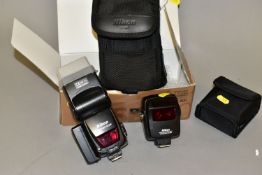 A BOXED NIKON SB-800 SPEEDLIGHT with a Cl-M3 soft case and a SU-800 wireless Commander and soft