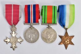 WORLD WAR TWO MEDALS to include OBE(2nd type ribbon Mil) King&Queen,The OBE has a weight minus