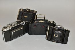 FOUR ZEISS IKON FOLDING CAMERAS comprising od a Super Ikonta 530/2, a Super Ikonta 532/16 in leather