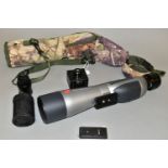 A LEICA APO-TELEVID 77 SPOTTING SCOPE fitted with a T77 20x-60x eyepiece along with a T77 40x-ww and