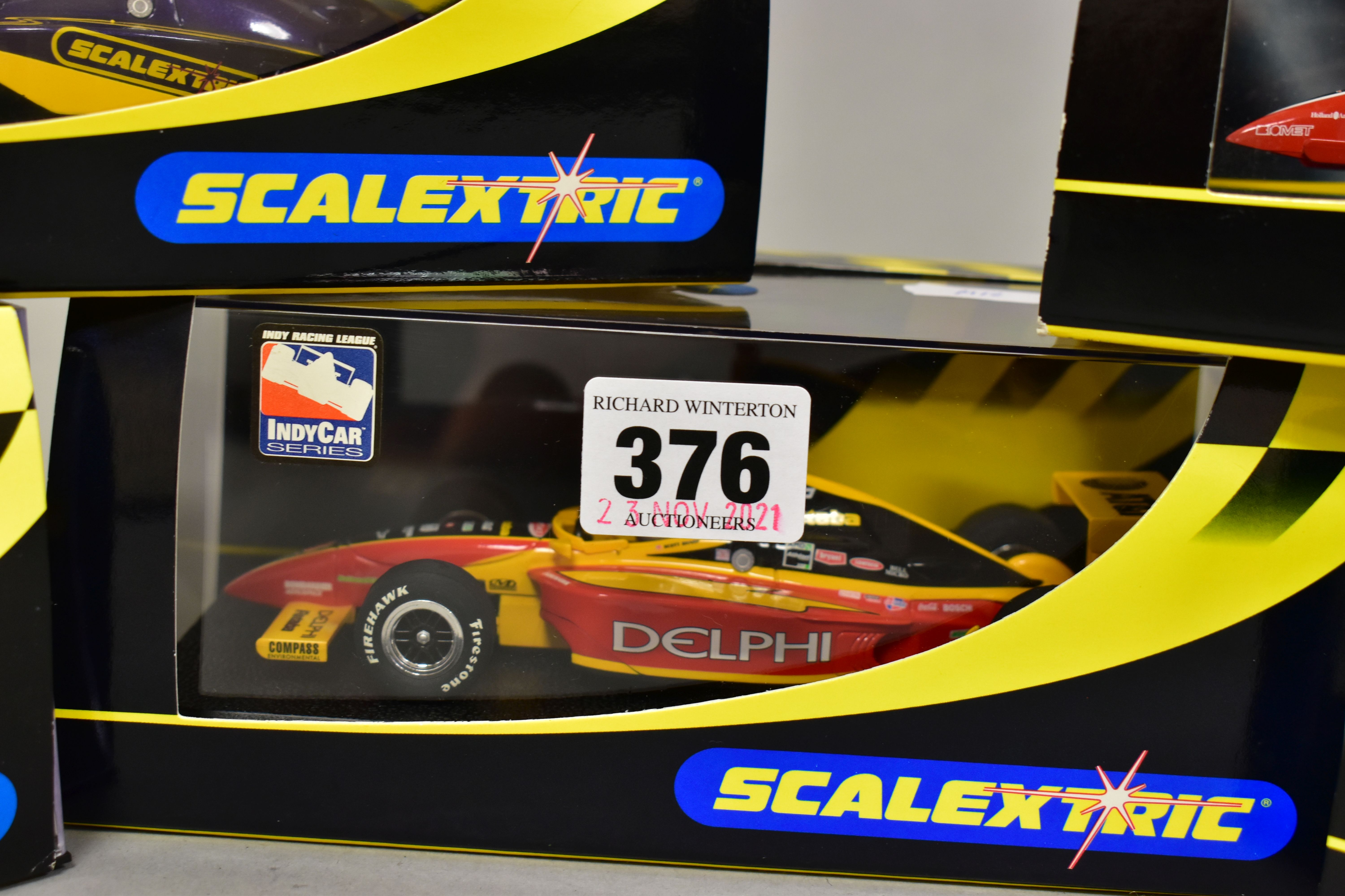 FIVE BOXED SCALEXTRIC DALLARA INDY RACING CARS, assorted liveries, Red Bull No.52 (C2394), - Image 4 of 6