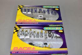 TWO BOXED SCALEXTRIC RACE + SET ACCESSORIES, Pit Team - Silver (Refuel), No.C8302 and Pit Team -