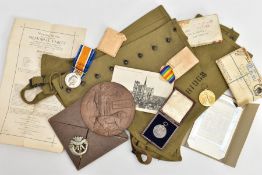 AN ARCHIVE OF WORLD WAR ONE MEDALS PLAQUE ETC TO A CASUALTY SERVING IN THE DUKE OF CORNWALLS LIGHT