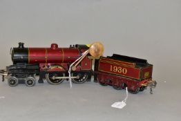 AN UNBOXED BASSETT-LOWKE FREELANCE O GAUGE CLOCKWORK 4-4-0 LOCOMOTIVE AND TENDER, 'Duke of York'