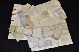 INDENTURES, fourteen Legal Documents comprising a Demise dated 1855 featuring an attractive plan