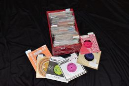 A TRAY CONTAINING APPROX EIGHTY SINGLES FROM THE 1960s AND 70s including The Strawbs, Deep Purple,