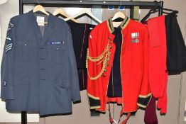 MILITARY JACKETS, to include modern RAF Regiment jacket with Ribbon bars named to label Starling,