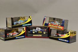 FIVE BOXED SCALEXTRIC F1 RACING CARS, Benetton Renault B193 No.2 (C583), No.7 (C2114), B199 No.10 (