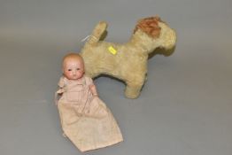 AN ARMAND MARSEILLE BISQUE HEAD BABY DOLL, nape of neck marked 'AM GERMANY 341/OR', sleeping blue