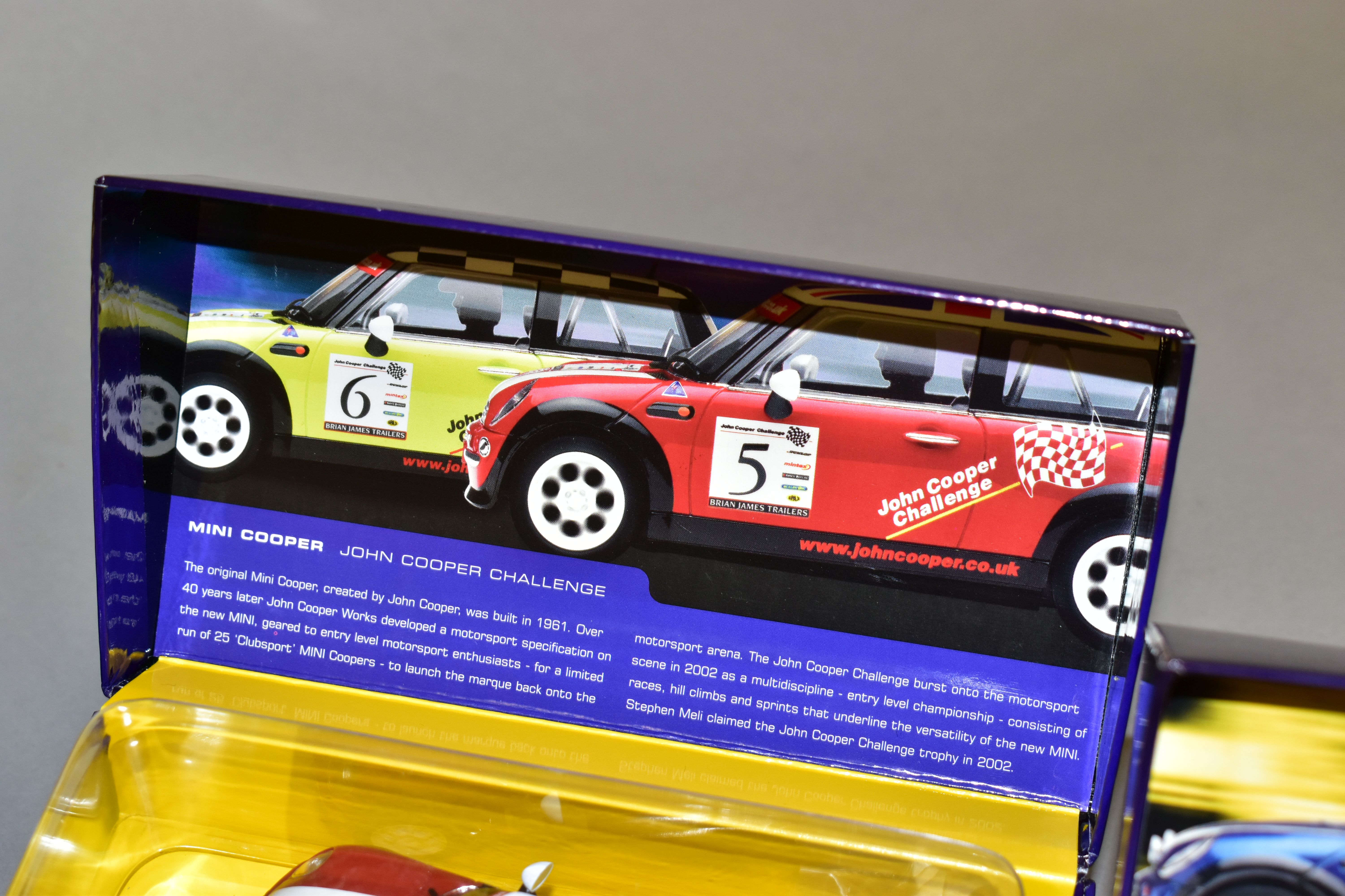 THREE BOXED SCALEXTRIC SPORT LIMITED EDITION THE ITALIAN JOB MINI COOPER S CARS, red (C2538A), white - Image 3 of 8
