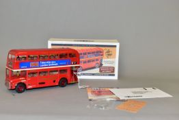 A CORGI METTOY LIMITED EDITION TINPLATE CLOCKWORK LONDON TRANSPORT ROUTMASTER BUS, No. MT 00103,