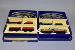 TWO BOXED HORNBY SERIES O GAUGE TRAIN SETS, M 0 Passenger set and M 0 Goods set, Passenger set