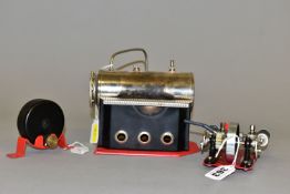 AN UNBOXED WILESCO TWO CYLINDER LIVE STEAM GAS FIRED MARINE ENGINE, No.D48, not tested, playworn