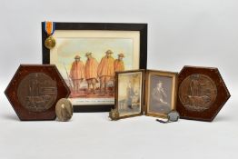 A WORLD WAR ONE ARCHIVE OF FAMILY MEMORIAL PLAQUES, MEDAL, DOG TAGS, PAINTING, PHOTOS, to include