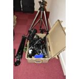 A PELI 1650 ABS CASE CONTAINING A QUANTITY OF PHOTOGRAPHIC LIGHTING ADAPTERS, extension bars,