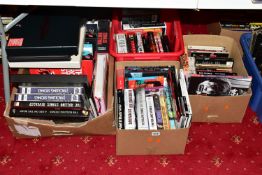 FOUR BOXES CONTAINING BOOKS ABOUT THE ROLLING STONES and attributing artist including Grrr! ,