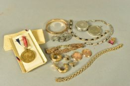 A SELECTION OF ITEMS, to include a silver open faced pocket watch case, with a detailed foliate