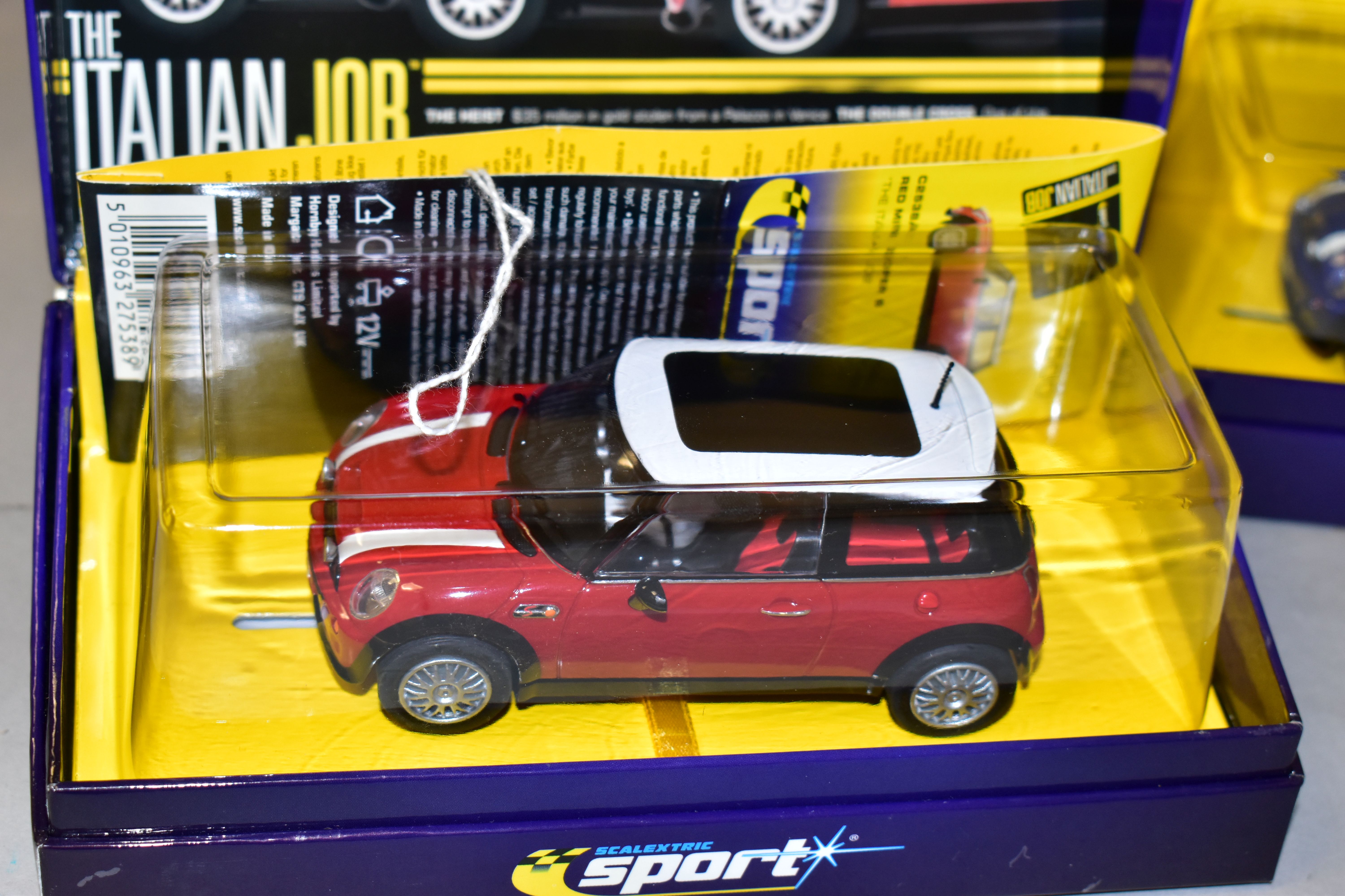 THREE BOXED SCALEXTRIC SPORT LIMITED EDITION THE ITALIAN JOB MINI COOPER S CARS, red (C2538A), white - Image 4 of 8