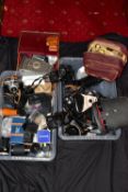 TWO TRAYS AND A CASE CONTAINING VINTAGE FILM CAMERA including a Yashica Minster 3, a Ansco Autoset